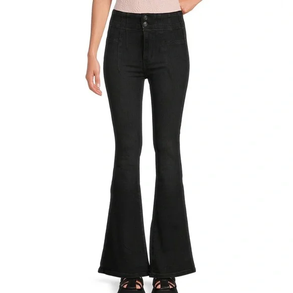 We the free, flare high rise jeans, Black, Onyx,Stretch denim, flared, Size 29 - Picture 7 of 9